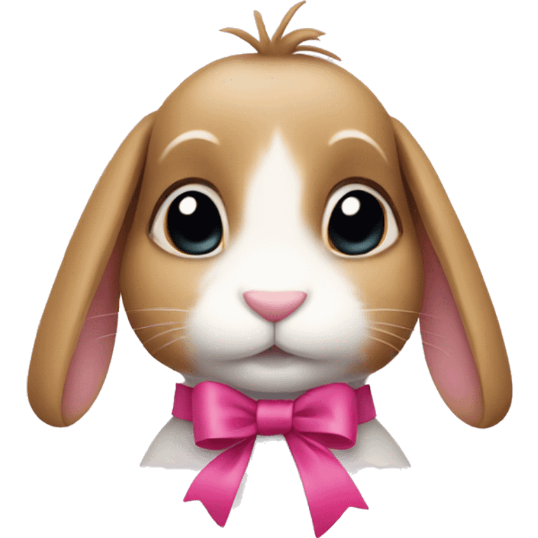 Bunny with pink ribbon around neck emoji