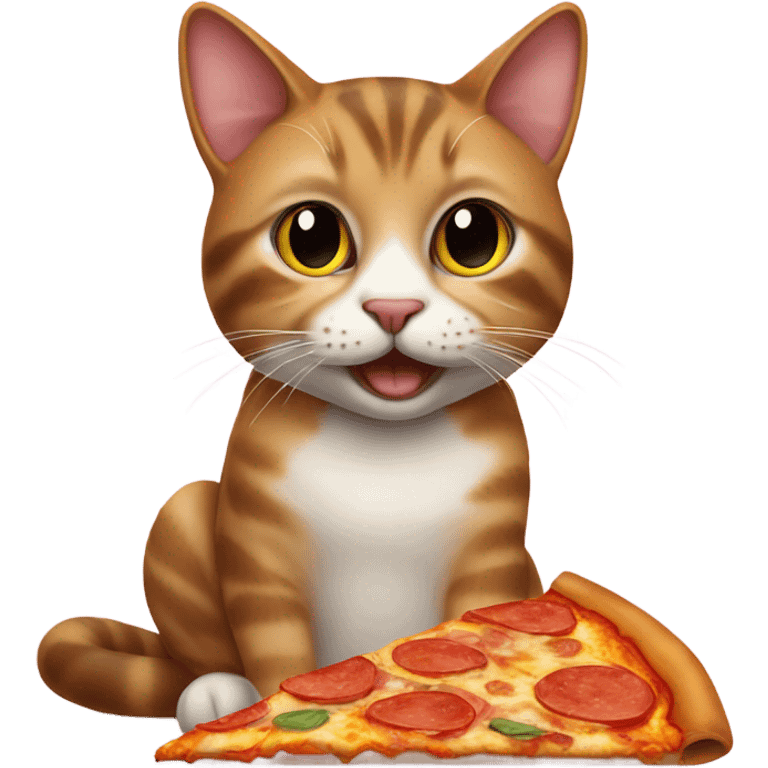 A cat eating a pizza emoji