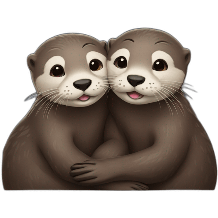 Two cuddling otters emoji