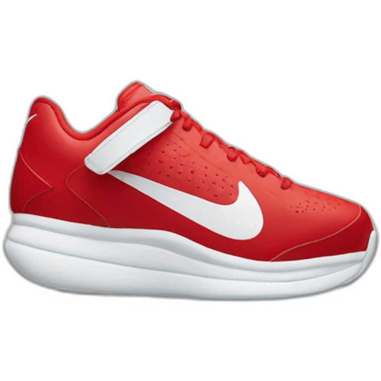 Chaussure Nike rouge et blanche avec le logo en noir emoji