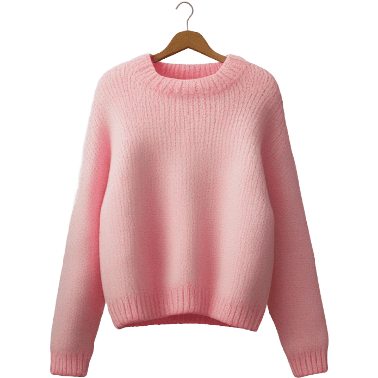 Pink and White cropped oversize wool sweater, isolated emoji