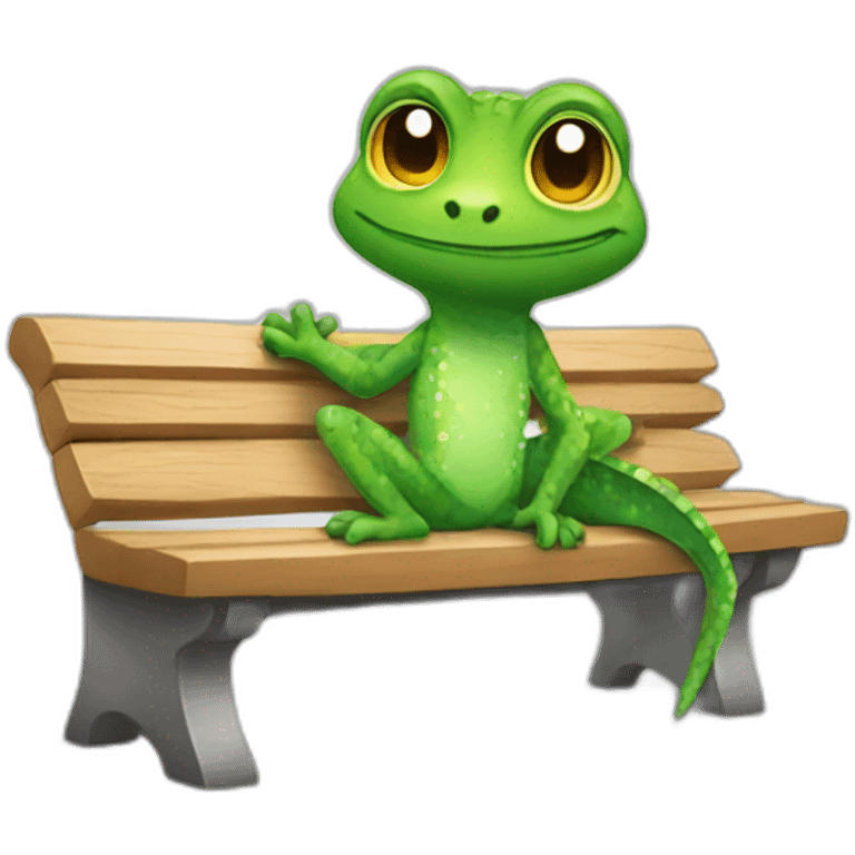 Gecko-holding-bench emoji