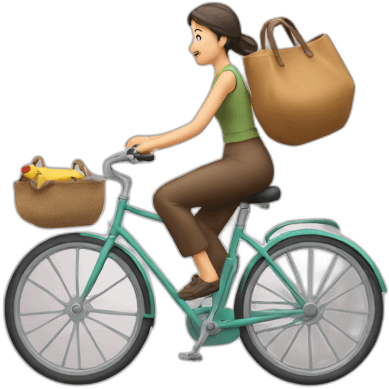 Cycle with bag and woman riding emoji