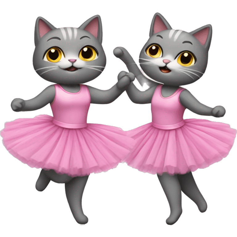 two girl cats dancing tutus on emoji