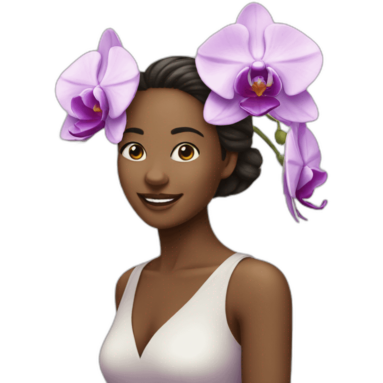 women with orchid happy emoji