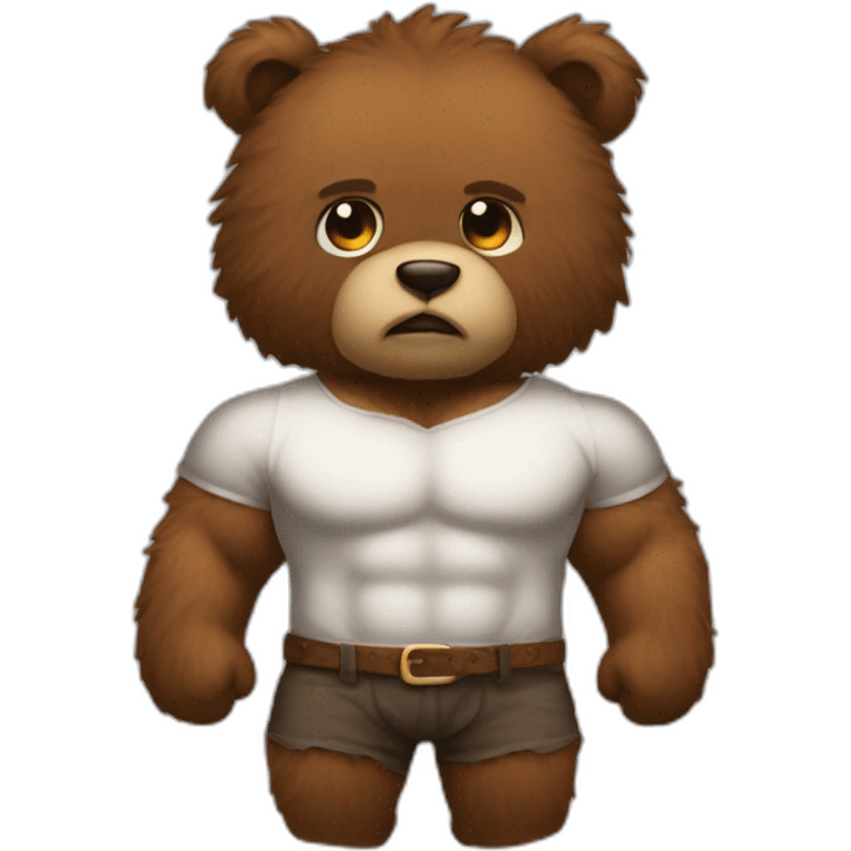 Emoji muscled hairy man bear clothes emoji