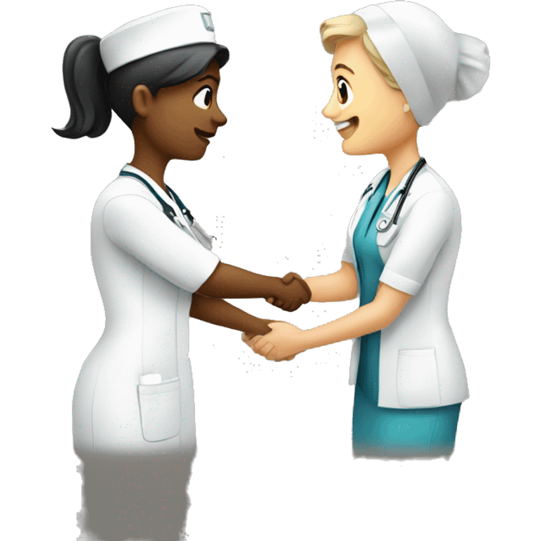 a nurse shaking hands with a consultant emoji