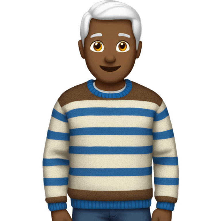 Brown, blue and white stripe sweater emoji