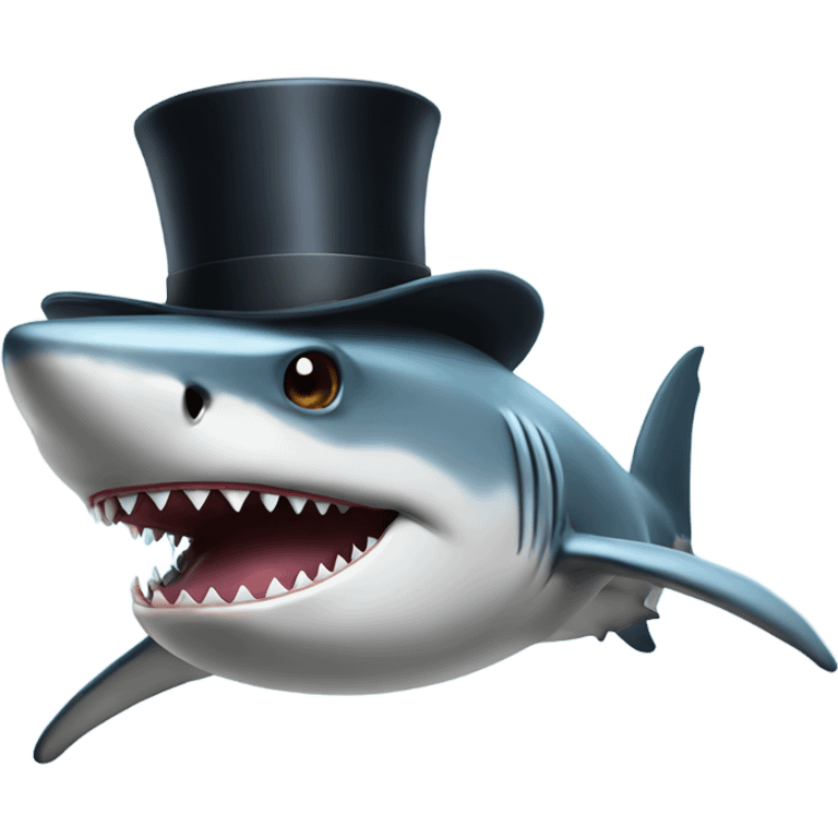 Shark with a top hat emoji