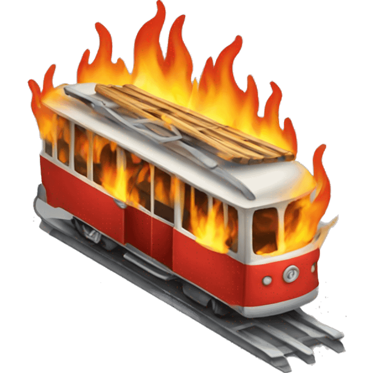 trolley in flames emoji