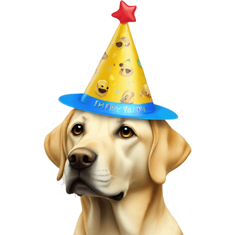 Party hat on yellow lab emoji