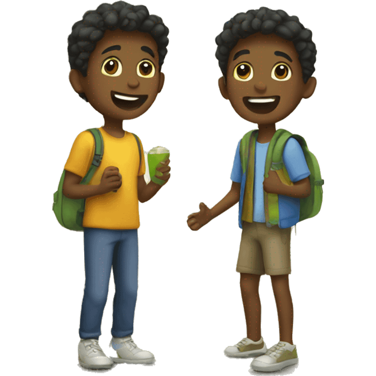 two boys enjoying outdoors emoji