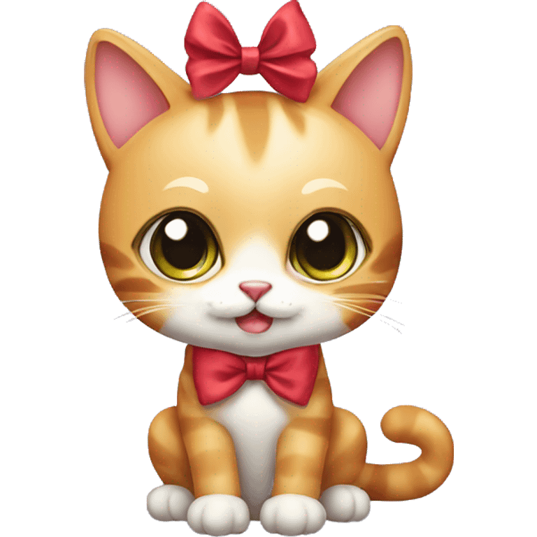 Cute cat with bow emoji