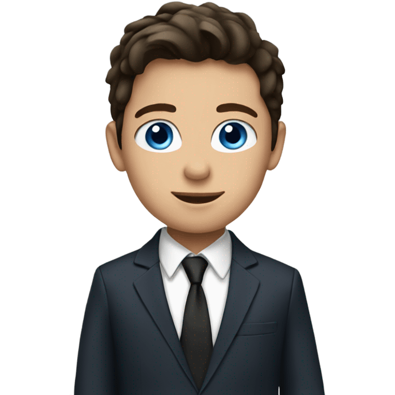 brunette boy with blue eyes in a suit emoji