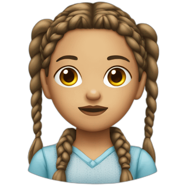 A light-skin girl with braids frowning emoji