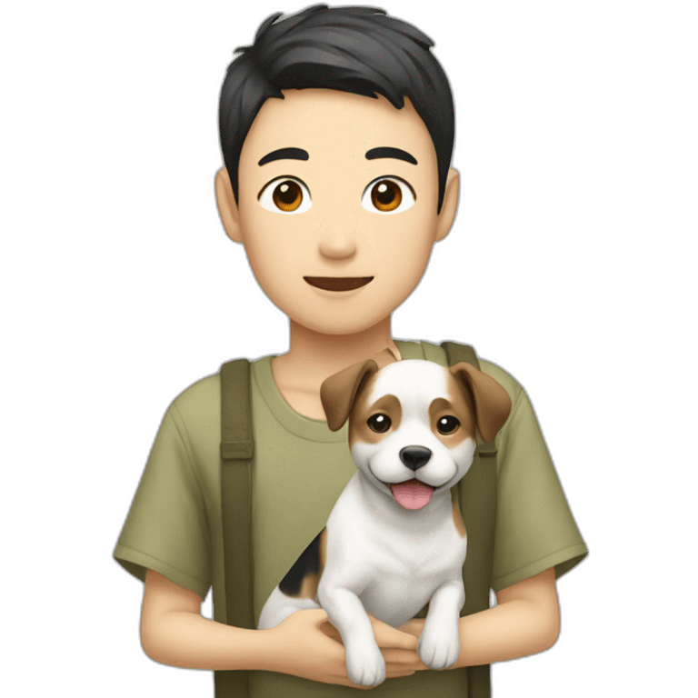 A Japanese boy with dog emoji