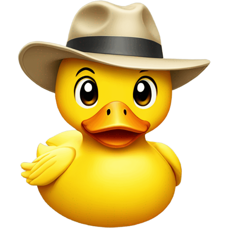 Yellow Duck with a safari hat on emoji