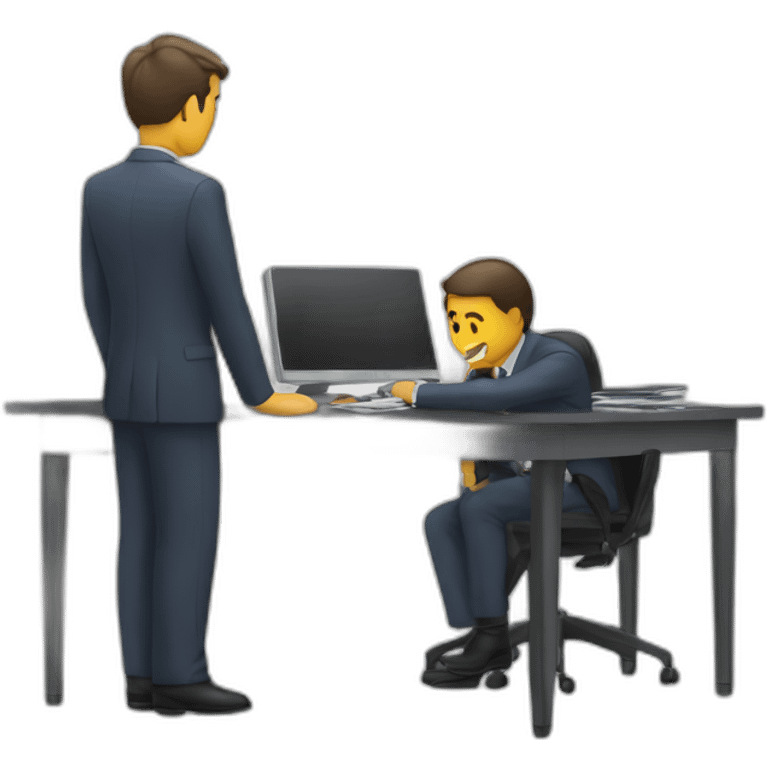 Men setting in office with computer  emoji