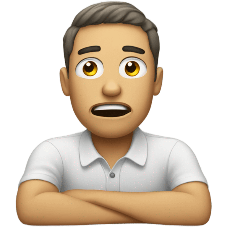 A person lying from frustration emoji