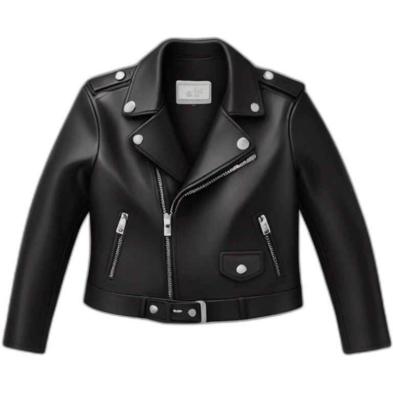 black croppped leather jacket for woman emoji