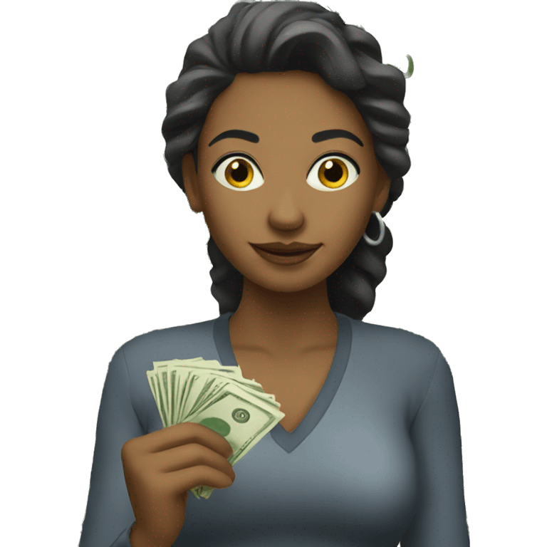 Women with cash emoji