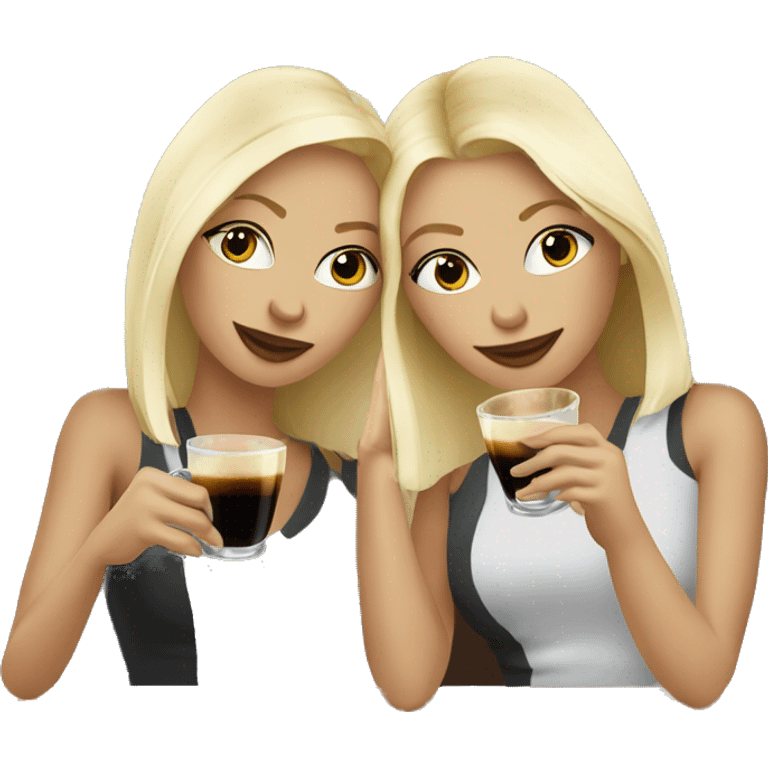 Two blonde girls drinking espresso martinis emoji