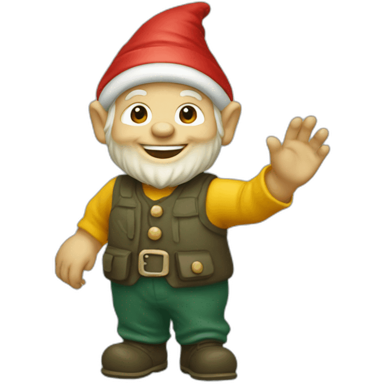 a garden gnome waving emoji