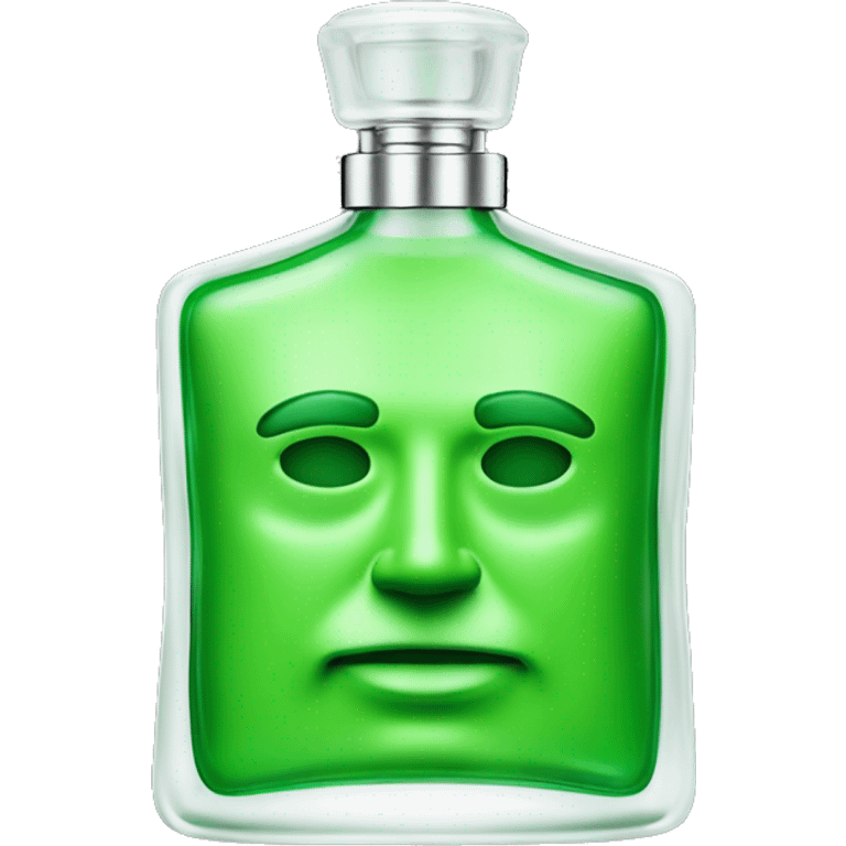 Le Male Perfume bottle in the shape of a green man's body emoji