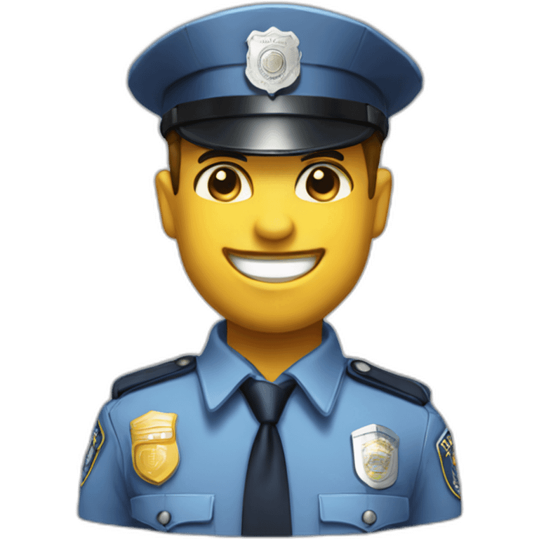 police officer in uniform, cheerful, smile on face, backlit emoji