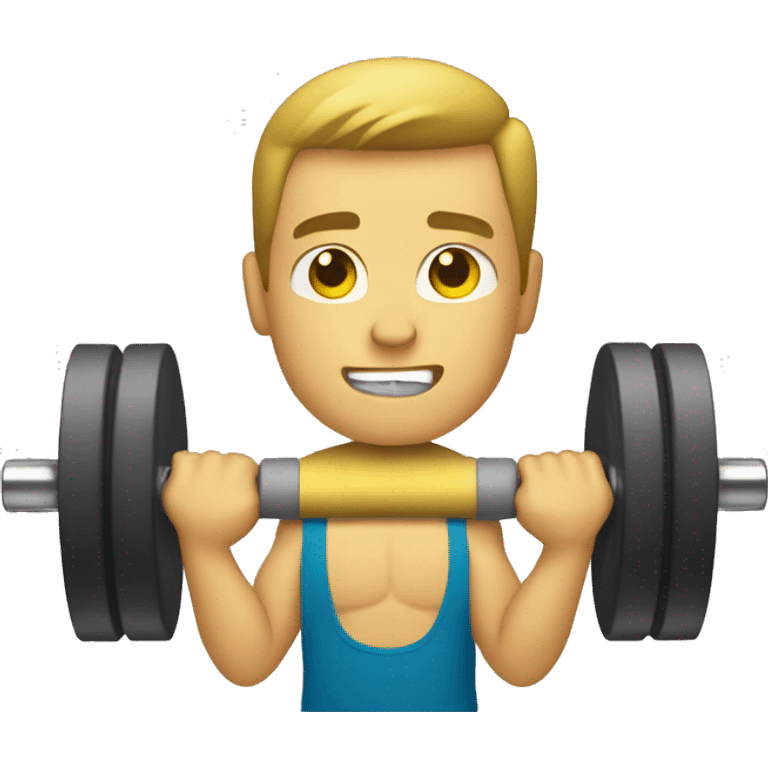 guy doing shoulder press with dumbbells. yellow skintone emoji