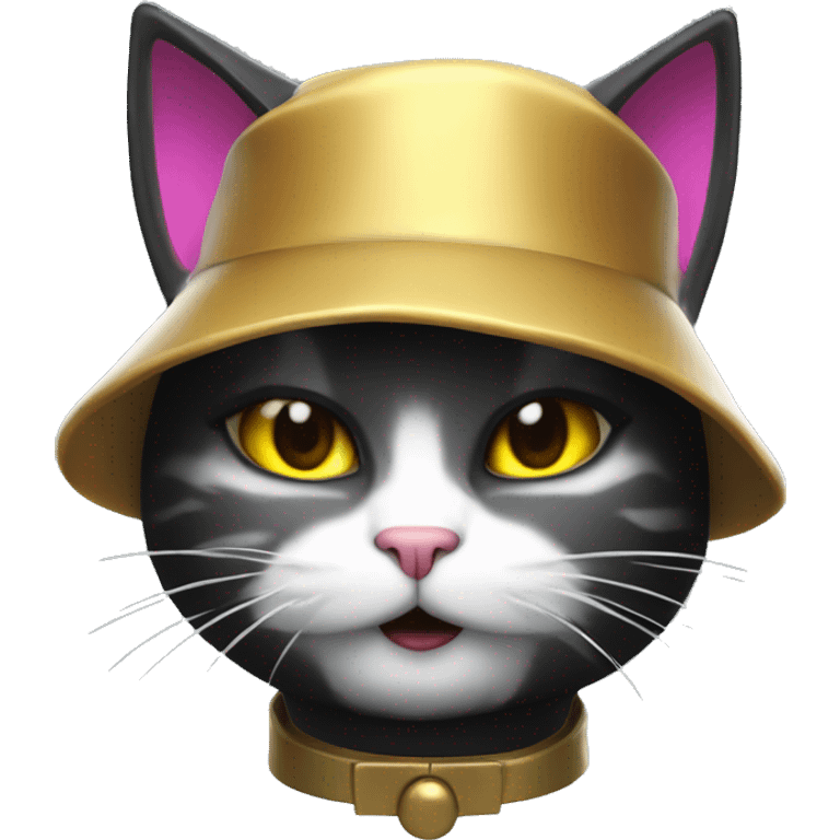 Cat wearing a roblox dominus hat emoji