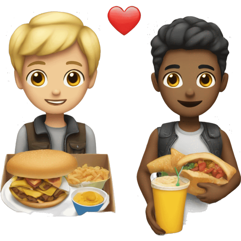 a boy code with ride and love food emoji