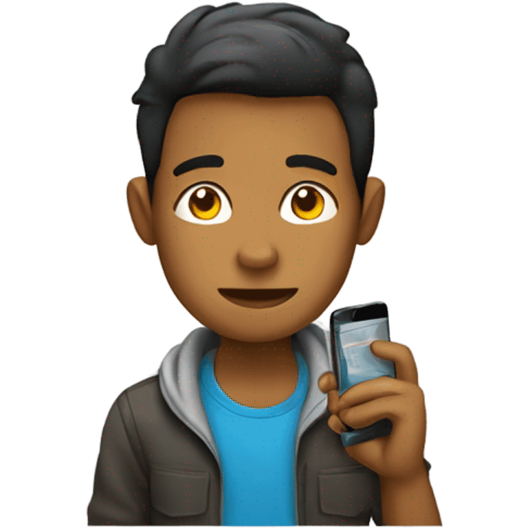 a young man lazy with mobile a main emoji