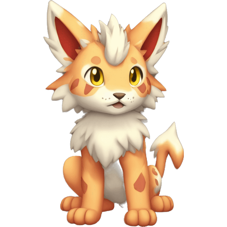 Fire-type Lynx-Fakemon full body emoji