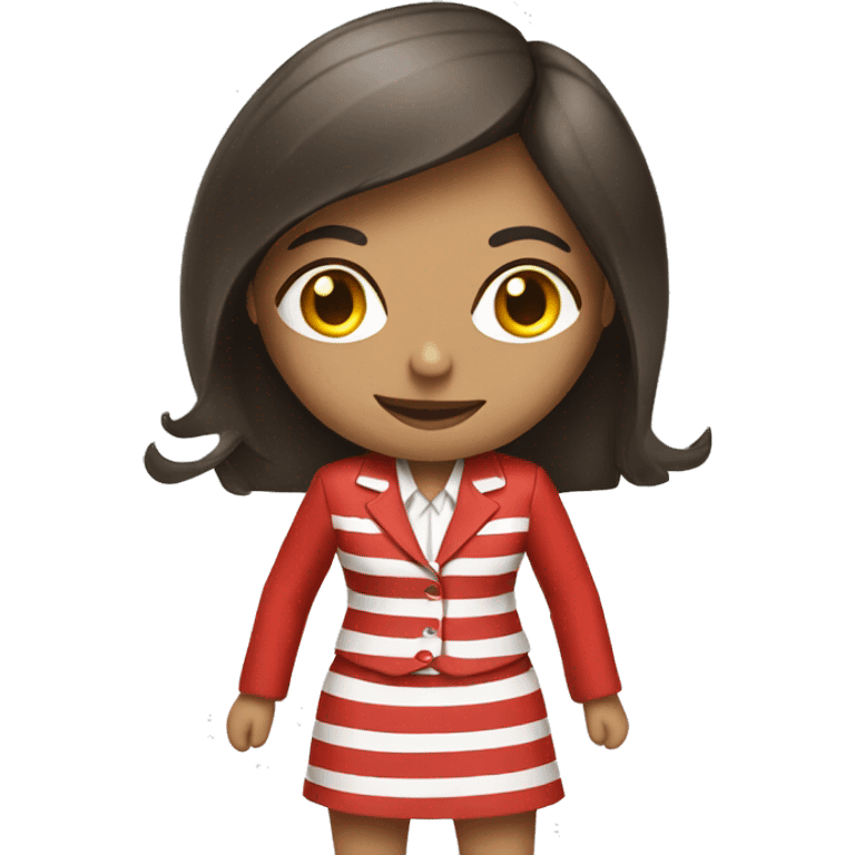 Female wearing red and white vertical striped skirt suit emoji