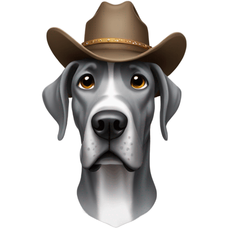 Grey Great Dane in a cowboy hat emoji