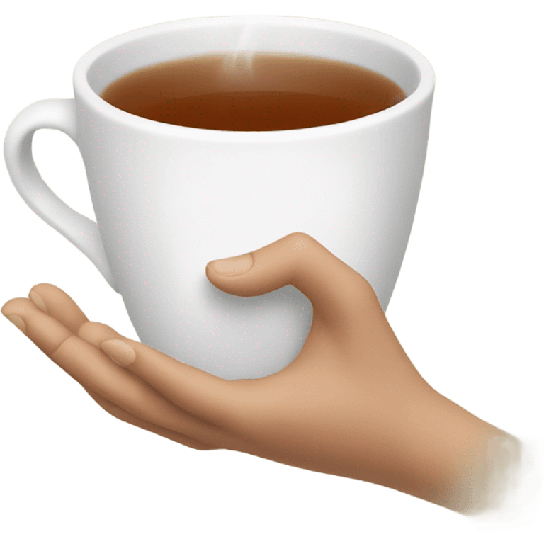 The hand elegantly holds a mug of tea emoji