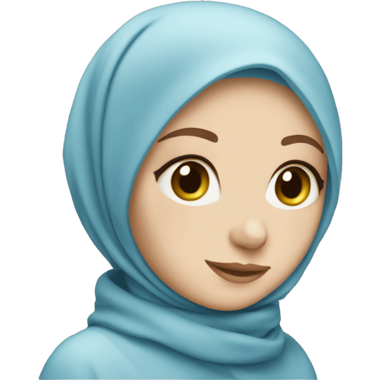 a white girl wearing soft blue hijab emoji