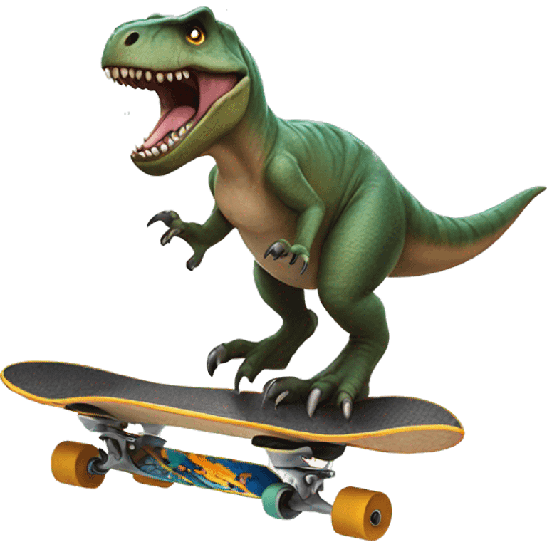 Trex riding a skateboard emoji