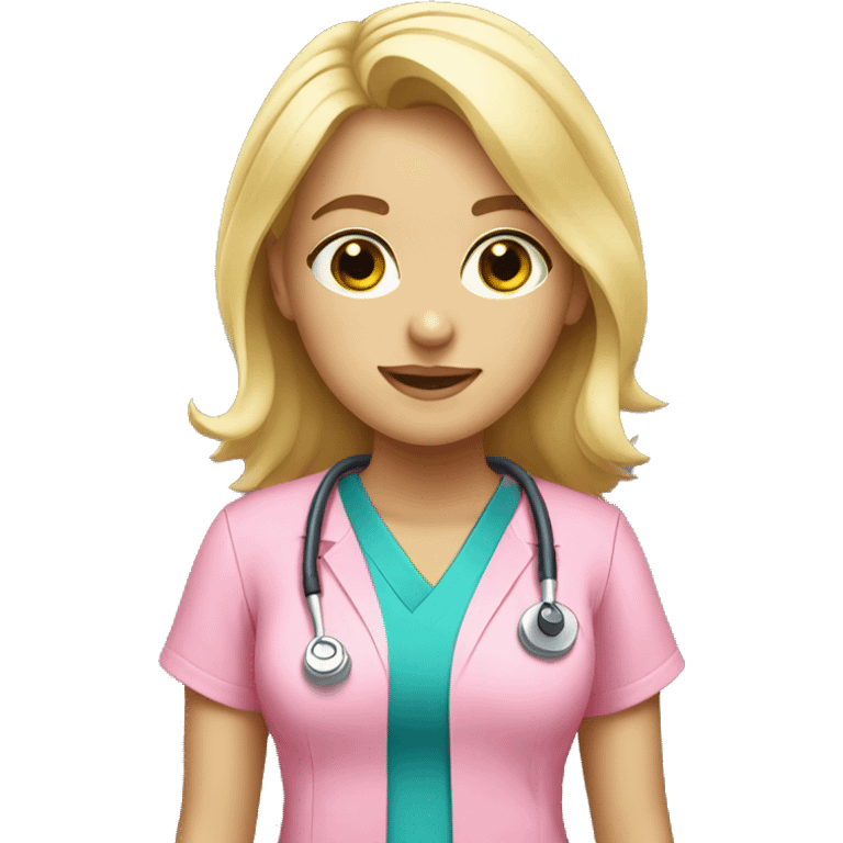 Blonde girl in pink scrubs emoji