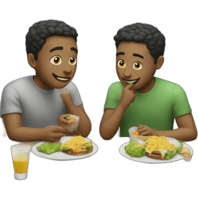 Two friends man eat lunch emoji