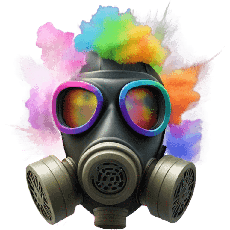 Rainbow powder explosion gas mask  emoji