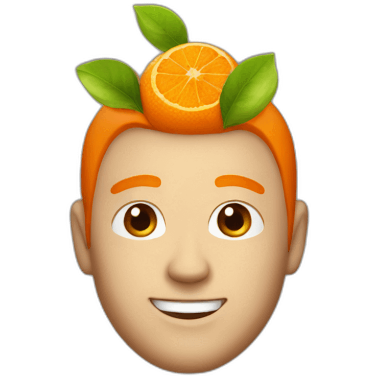 white men with orange fruit in his head with his smile emoji