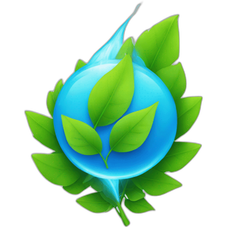 blue "e" from Engie logo with lightening emoji in green leaves emoji