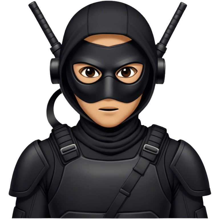 A masked assassin in a black tactical suit emoji