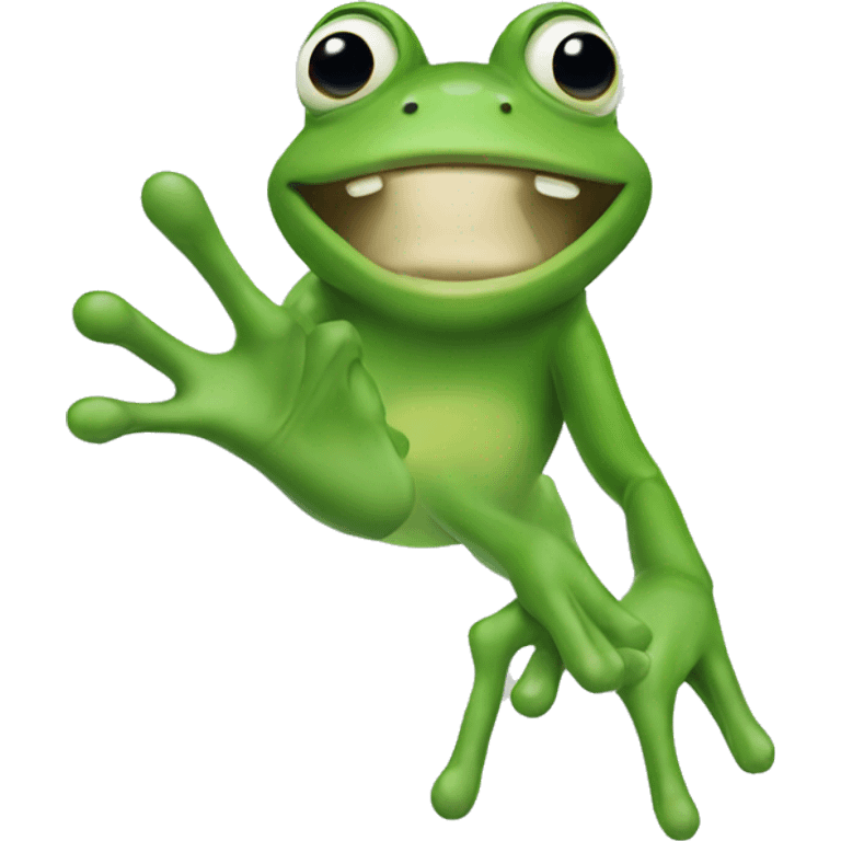 green frog hand with only two fingers emoji