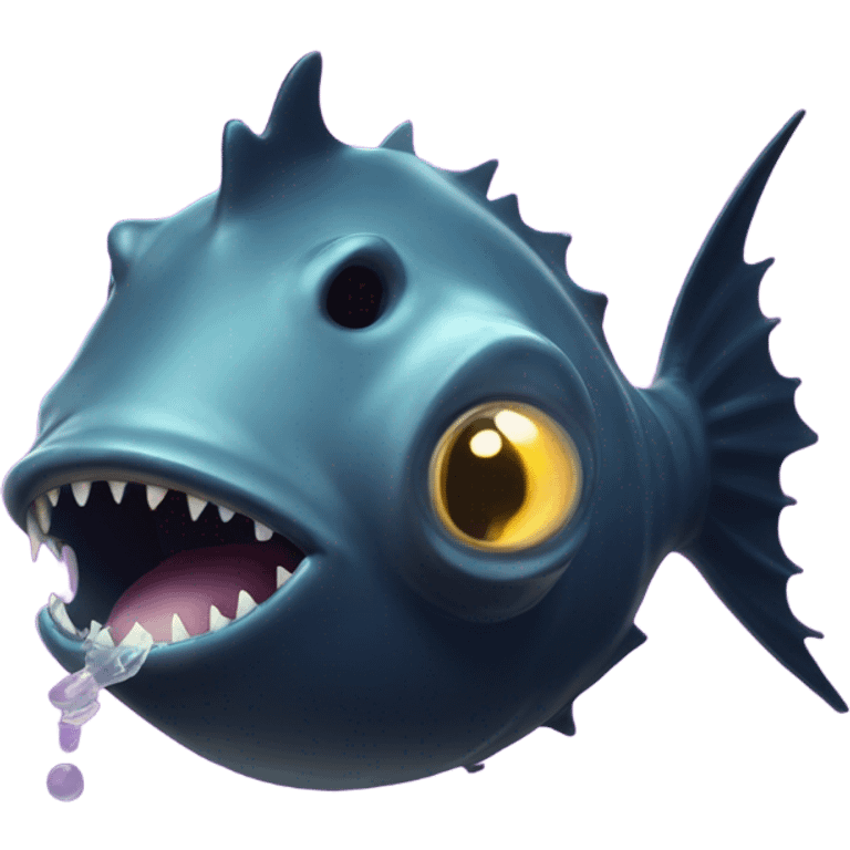 Anglerfish with glowing lure, sharp teeth, and big eyes. emoji