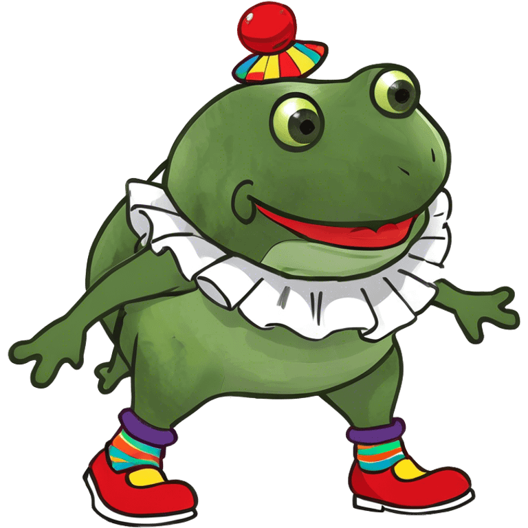 green frog dressed as a clown emoji