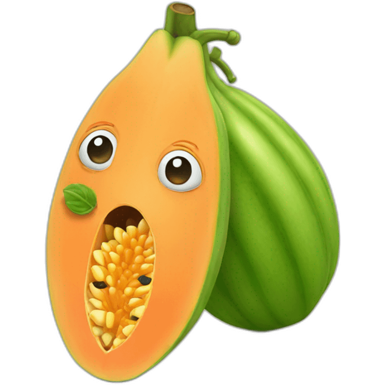 Papaya fruit with baby face emoji