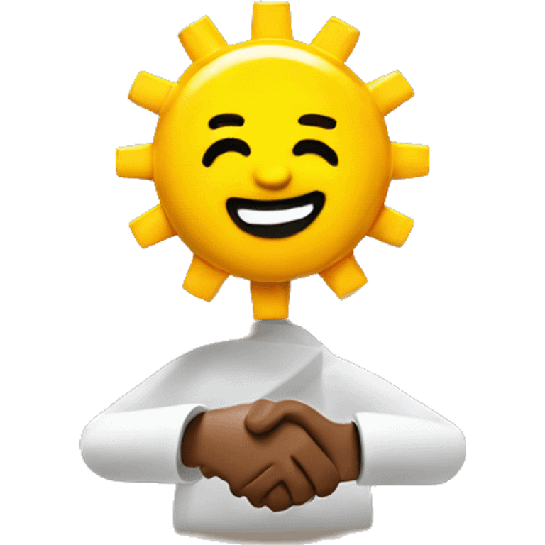 A lego guy shaking hands with the sun emoji